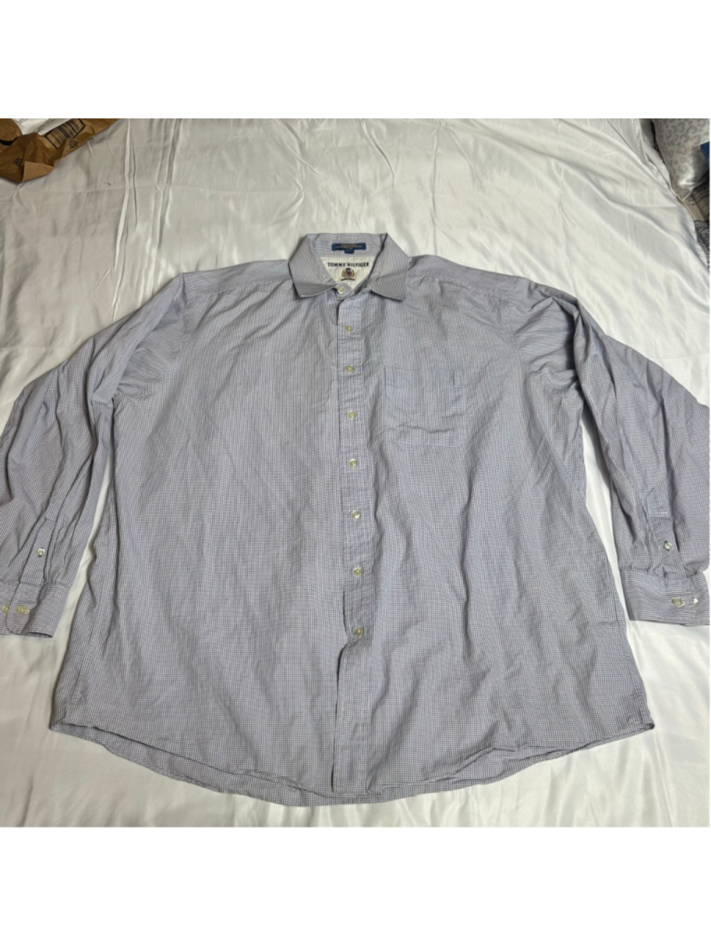 Men's Tommy Hilfiger Button Down Shirt, Blue/White, Size 18 Tall